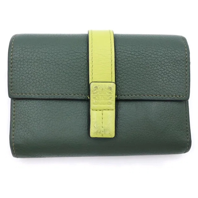 Loewe Anagram Small Vertical Compact Wallet Trifold Khaki in Green from The Reluxe