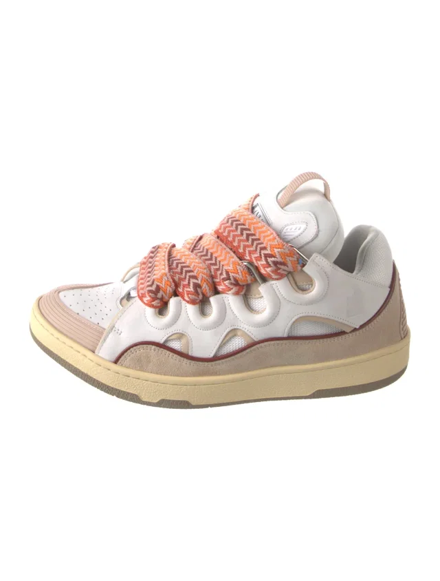 Lanvin Leather Graphic Print Chunky Sneakers in Leather from The RealReal