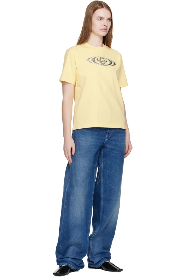 Casablanca Yellow Warped Logo Corrosion T-shirt, photo 4 of 4 from SSENSE
