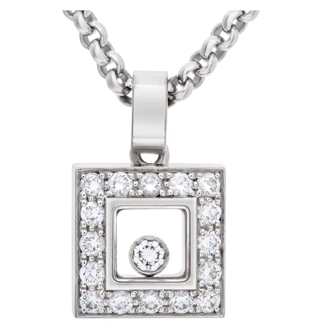 Chopard "Happy Diamond" Square pendant necklace in White White Gold from Gray And Sons