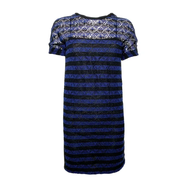 Louis Vuitton Fleur Blue & Black Lace Cotton & Silk Dress in Black & Blue Cotton Blend & Silk from Designer Archives