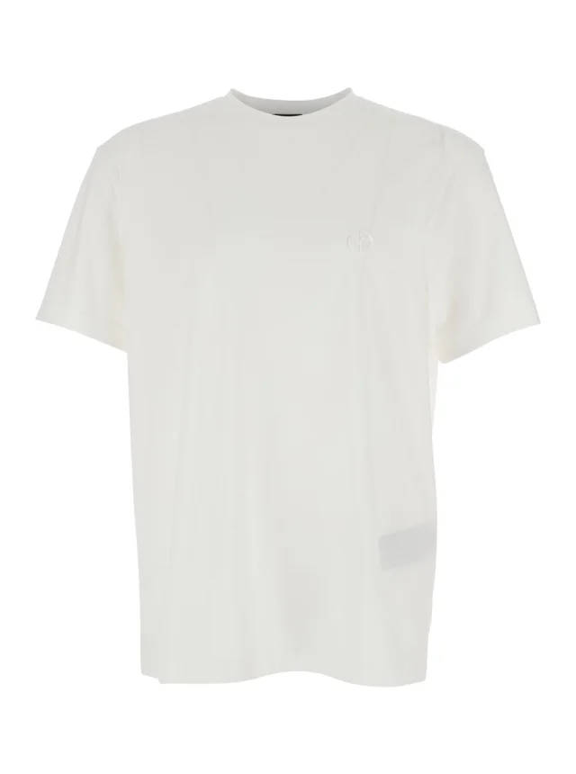 White T-Shirt with Embroidered Logo on the Front in Cotton Man in White, image 1 of 1 from Gaudenzi Boutique