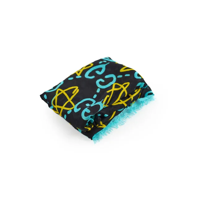 Gucci Stars Shawl Blue/yellow in Blue Silk from The Purse Affair