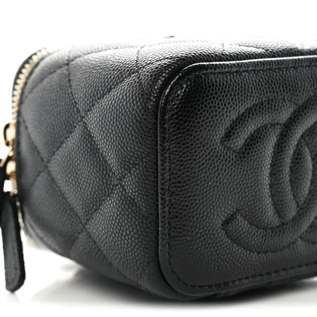 Chanel Caviar Quilted CC Mini Vanity Case in Black Caviar leather from FASHIONPHILE, photo 9 of 10