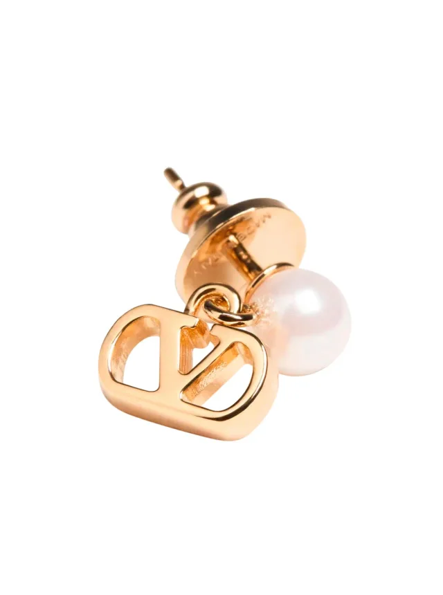 Valentino Garavani Vlogo Pearl Drop Earrings — Bronze Brass from HEWI, photo 3 of 3