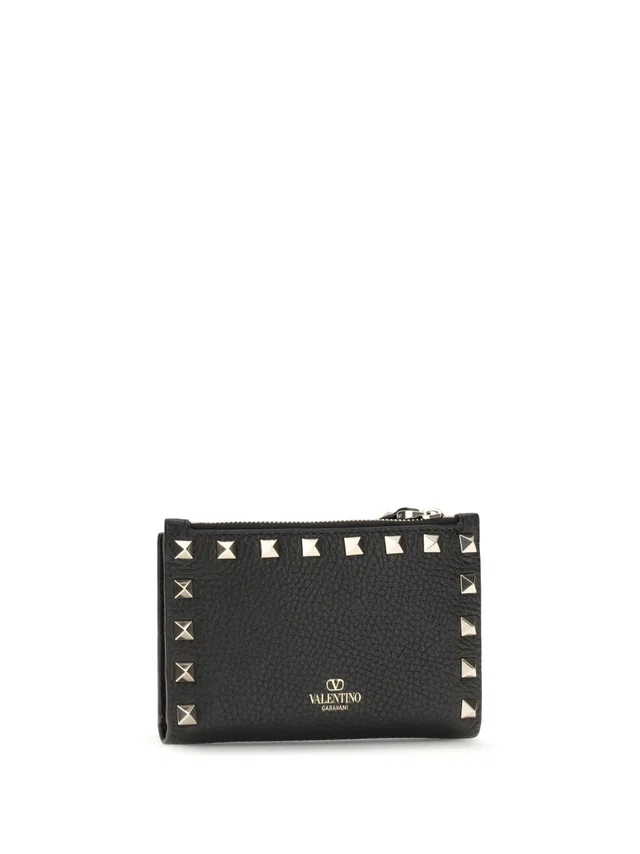 Valentino Garavani Rockstud Card Case — Black Calf Leather Wallets & Purses in Black Calfskin from HEWI