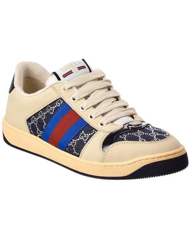 Gucci Screener GG Crystal Denim & Leather Sneaker, image 1 of 1 from Rue La La