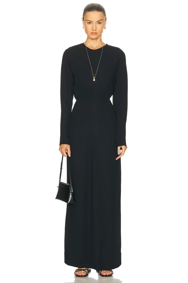 Toteme Long Sleeve Slouch Waist Dress in Black from FWRD, photo 1 of 1