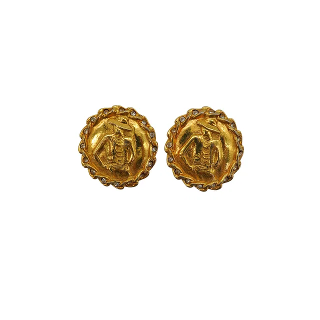 Chanel Vintage Earrings Mademoiselle Rhinestone Round Accessory from Luxury Promise