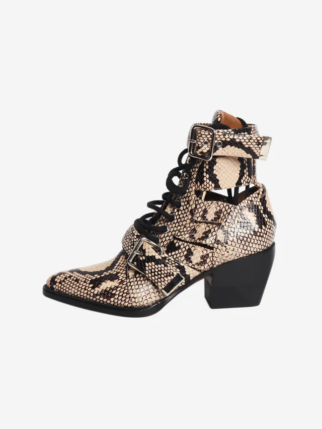 Chloé Brown snakeskin printed boots - size EU 36.5 (UK 3.5) in Brown Leather from Sign of the Times