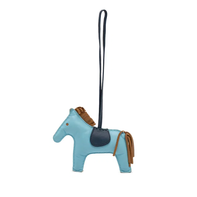 Blue Hermès Milo Lambskin Grigri Rodeo Bag Charm MM Key Chain in Blue Lambskin from Designer Revival
