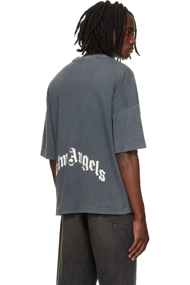 Palm Angels Gray Skull Loose T-shirt, photo 3 of 4 from SSENSE