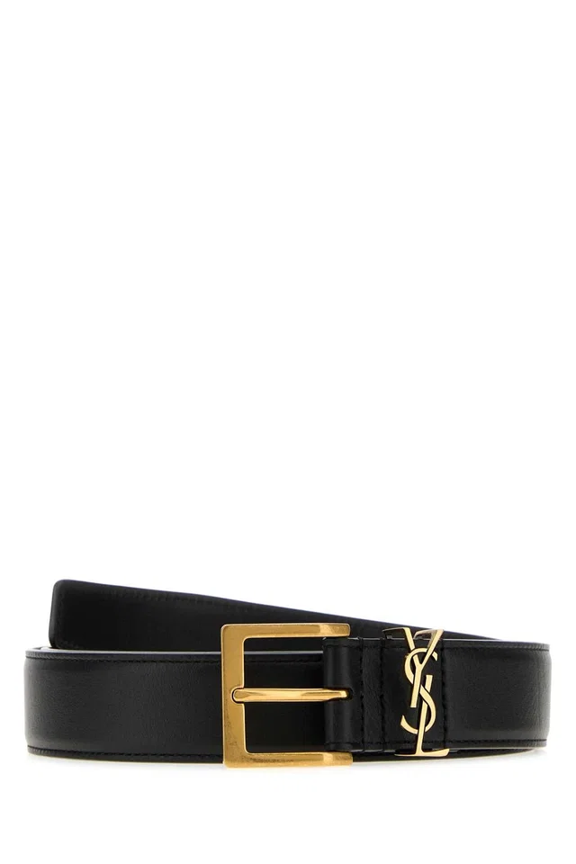 Saint Laurent Box Laqué Belt — Black in Black Calfskin from HEWI