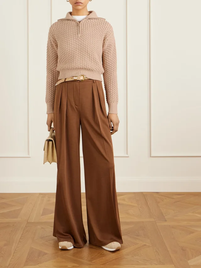 MAX MARA Open-knit metallic wool-blend half-zip sweater in Beige, photo 2 of 2 from NET-A-PORTER (Canada)