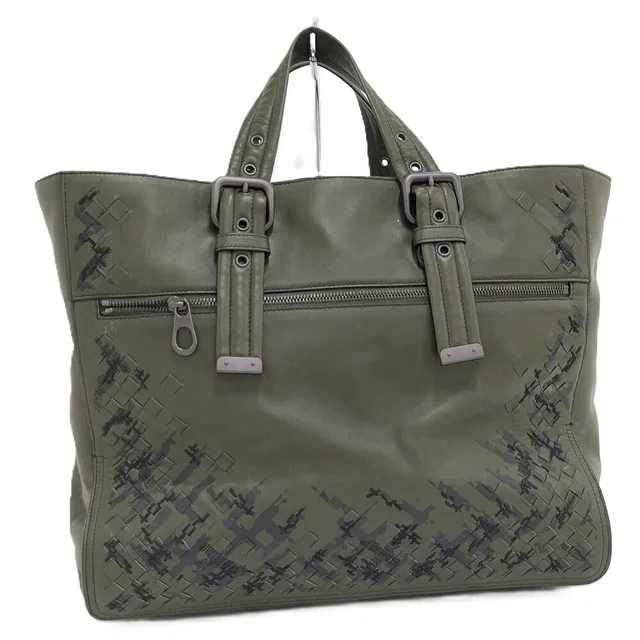 Bottega Veneta Tote Bag Intrecciato Leather Khaki in Green Woven leather from The Reluxe