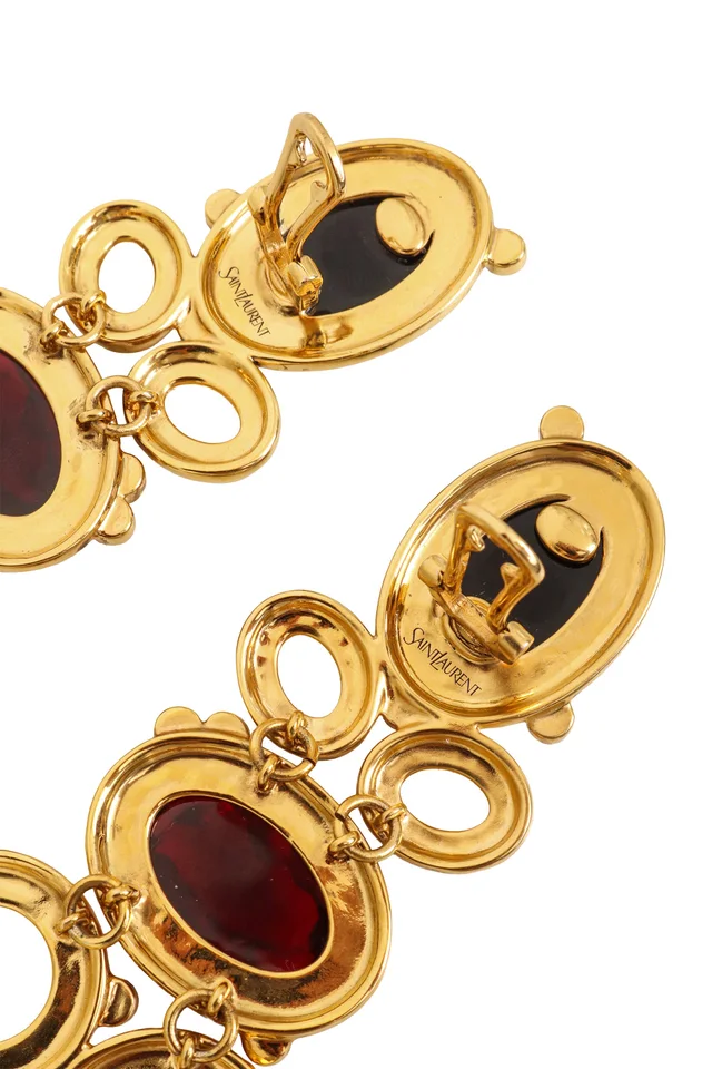 Saint Laurent Cabochon Drop Earrings in Resin from Recess LA, photo 2 of 2