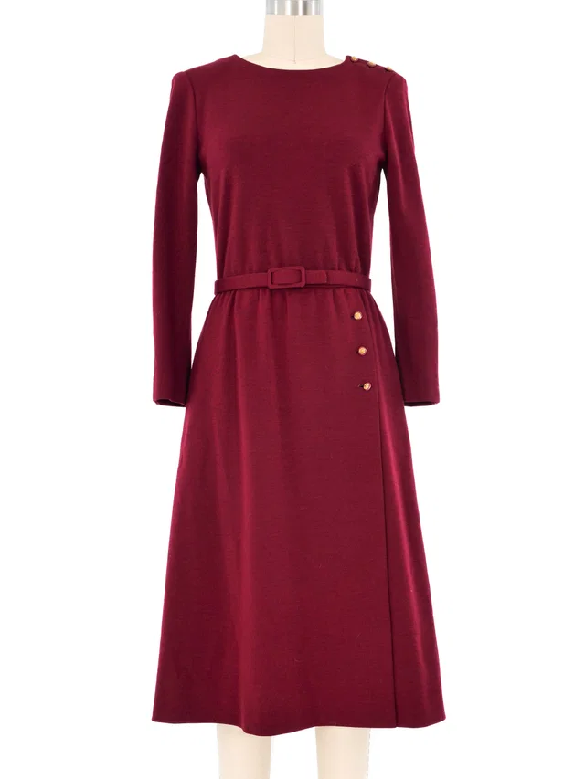 Chanel Maroon Wool Dress in Wool from Arcade Vintage