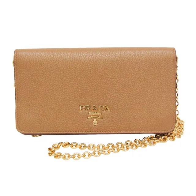 Prada Women's Leather Chain/Shoulder Wallet Light Brown in Light brown Leather from Elady