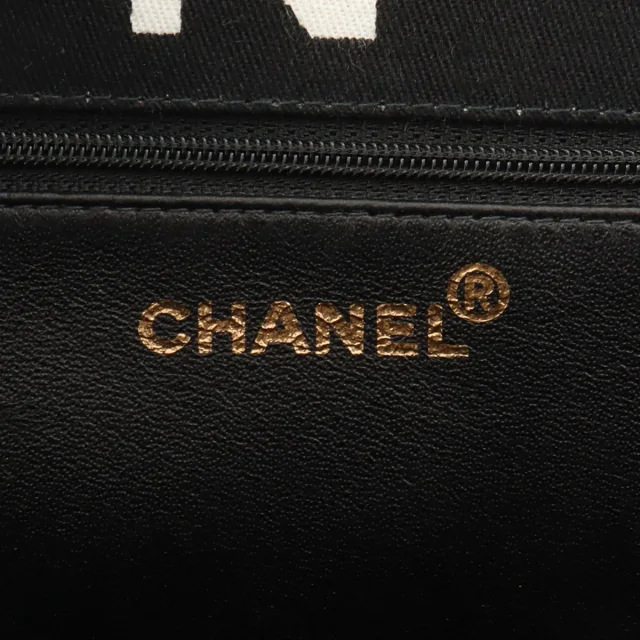 Chanel Circa 1997 Canvas CC Mark Logo Print Tote Bag Black/White in Black Canvas from VINTAGE QOO TOKYO, photo 7 of 11