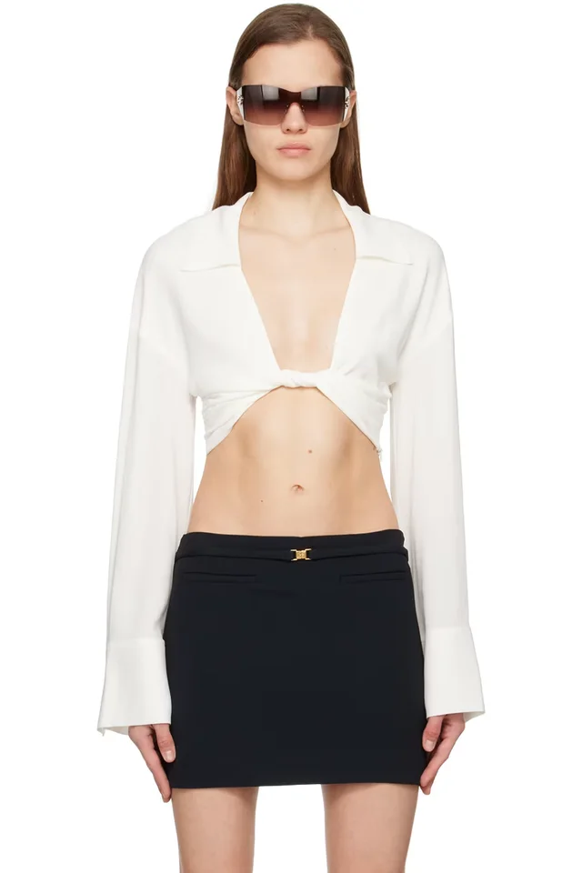 Blumarine White Twisted Shirt, image 1 of 1 from SSENSE