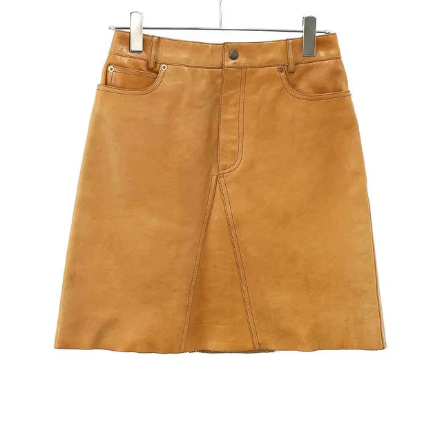 Gucci Cow Leather Skirt Brown 36 in Brown Leather from The Reluxe