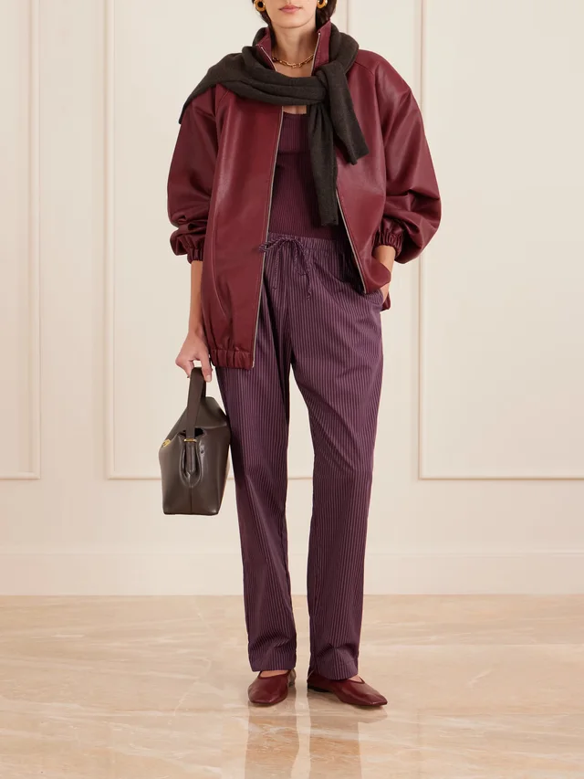 LESET Yoshi striped cotton and Lyocell-blend wide-leg pants in Red, photo 2 of 2 from NET-A-PORTER (Canada)