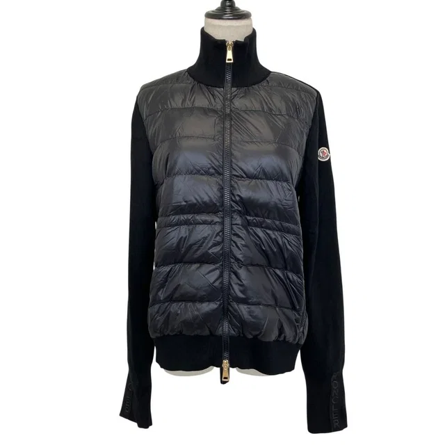 Moncler Cardigan Tricot Down Combination Knit M Black in Black from The Reluxe