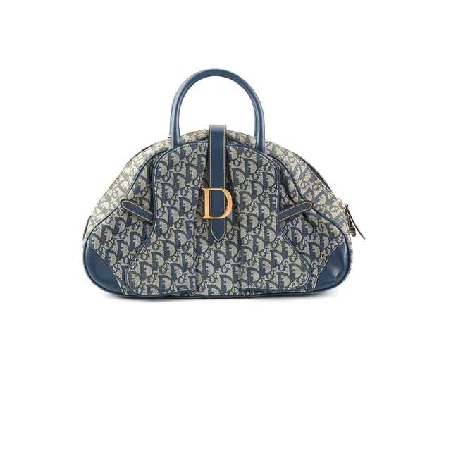 Dior Trotter Boston Bag Navy in Navy Canvas from The Purse Affair