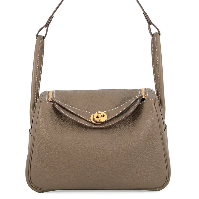 Hermès Lindy Etoupe Taurillon Clemence Size 26 in Taupe Clemence leather from GALLERY RARE