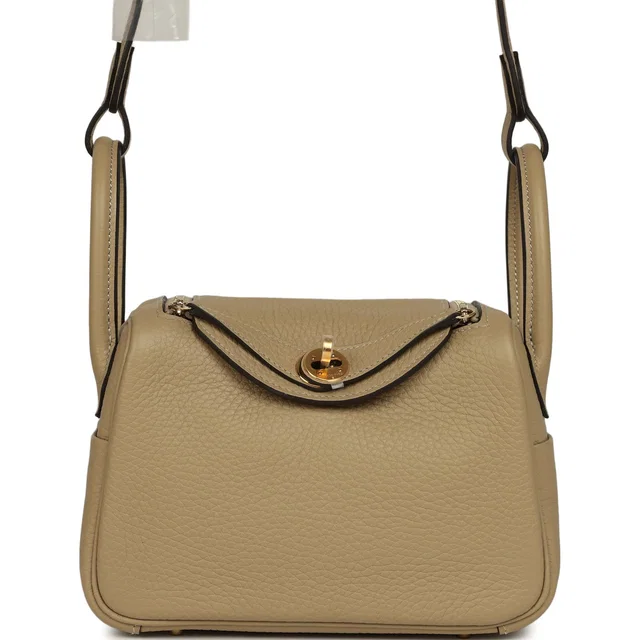 Hermès Mini Lindy II Trench Verso Clemence Gold Hardware in Clemence leather from Madison Avenue Couture