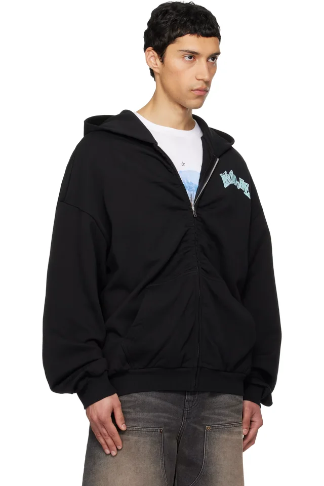 We11done Black Angel Rock Zip-Up Hoodie, photo 2 of 4 from SSENSE