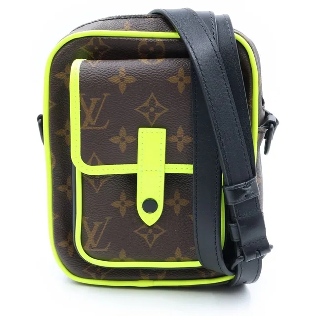 Louis Vuitton Christopher Wearable Wallet Shoulder Bag Brown Yellow Black in Black Leather from The Reluxe