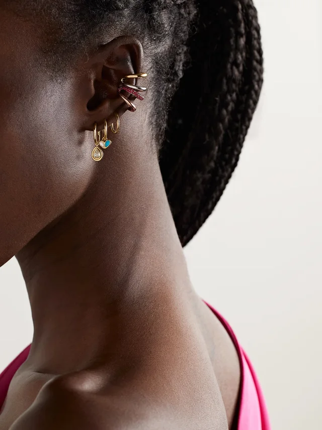 GEMELLA Intertwin 18-karat rose gold ruby ear cuff in Metallic, photo 2 of 2 from NET-A-PORTER (Canada)