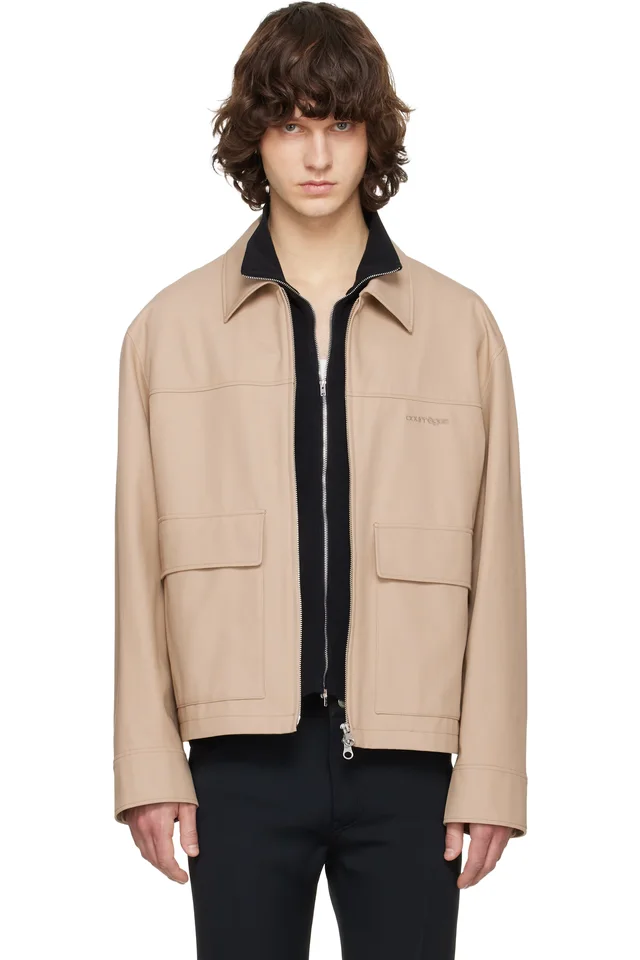 Courrèges Beige 2-Pocket Zipped Cotton Jacket, image 1 of 1 from SSENSE