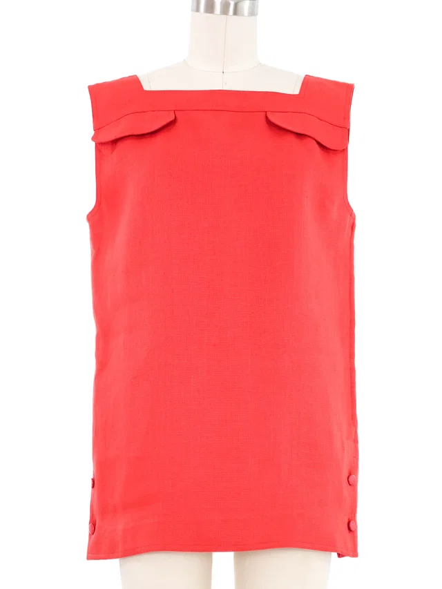 Valentino Garavani Red Linen Tunic in Red from Arcade Vintage