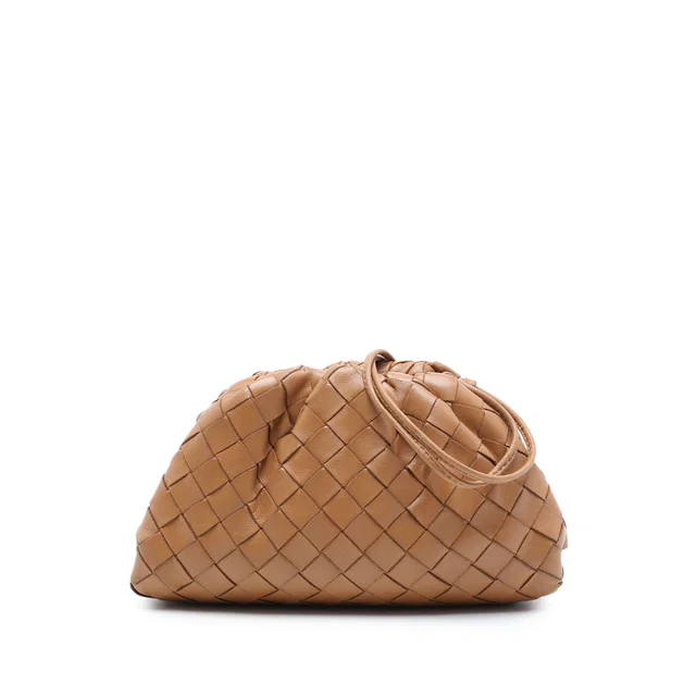 Brown Bottega Veneta Nappa Intrecciato The Mini Pouch Crossbody in Brown Nappa leather from Designer Revival