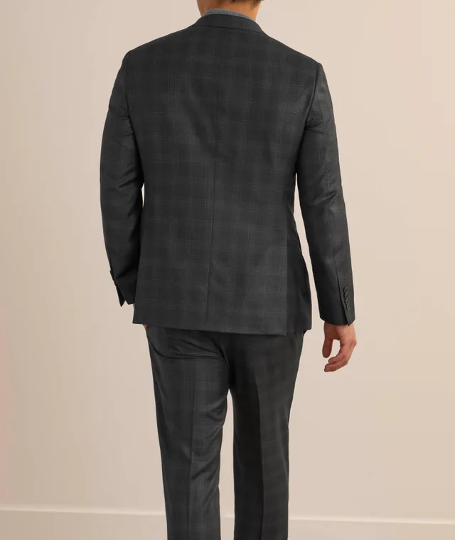 Samuelsohn Madison Modern Plaid Wool Suit in Dark Grey Wool & Wool Blends, photo 3 of 5 from Harry Rosen