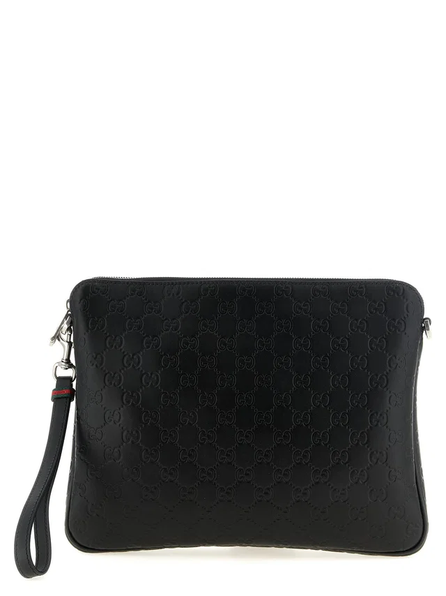 Gucci Gg Emblem Crossbody Bag — Black Calf Leather in Black Calfskin from HEWI