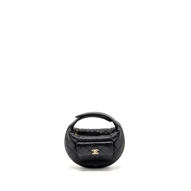 Chanel 23b Round Clutch Caviar Black LGHW (microchip) in Black Caviar leather from EMIER