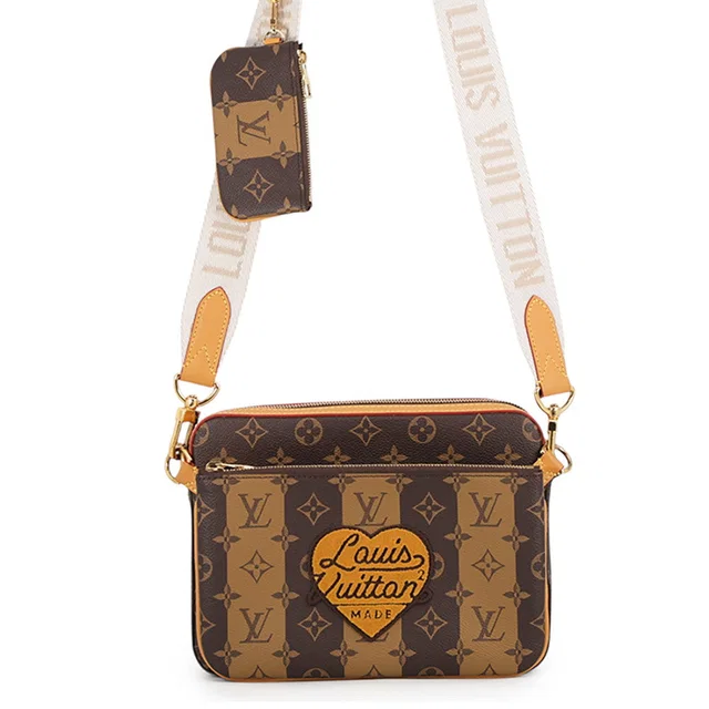 Trio Messenger BrownM45965 Monogram Stripe LV Squared from GALLERY RARE
