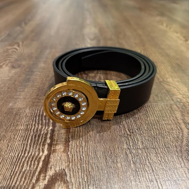 Versace Men's Belt - Black/Gold in black|gold from Depop, photo 1 of 1