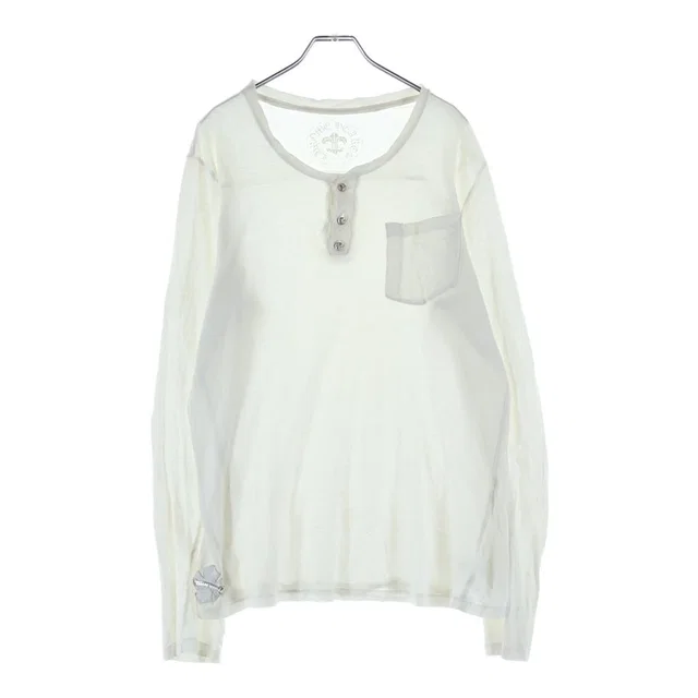 Chrome Hearts Vintage Ball Button Long Sleeve Tee Cross Henley Neck T-Shirt from The Reluxe