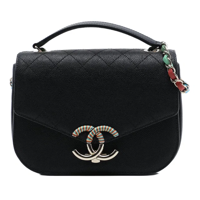Black Chanel Paris Cuba Medium Quilted Caviar Thread Around Flap Crossbody Bag in Black Caviar leather from Designer Revival