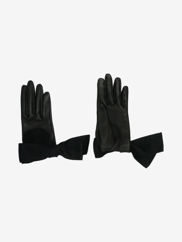 Louis Vuitton Black leather and silk gloves in Black Silk from Sign of the Times