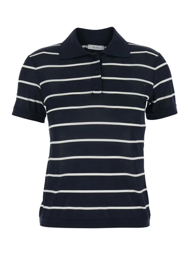 Maxmara pure 'Bellico' Black Polo Shirt with striped motif in Silk for Women in Black 100% Silk from Gaudenzi Boutique, photo 1 of 1