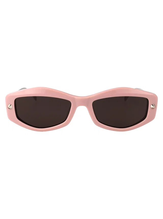 Alexander McQueen Am0482s Sculpted Metal Frame Sunglasses — Pink in Pink from HEWI