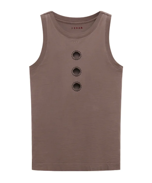 Marni Grey cotton tank top with cut-out polka dots from SENSER, photo 1 of 1