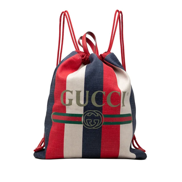 Red Gucci Canvas Sylvie Baiadera Web Drawstring Backpack in Red Canvas from Designer Revival, photo 1 of 1