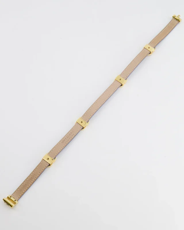 Bvlgari Choker Necklace with Gold Interlocker Logo Detail in Navy Leather from Sellier, photo 4 of 5