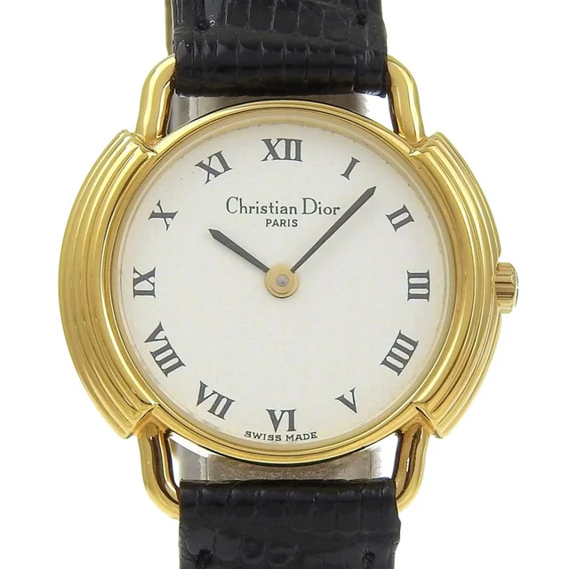 Dior Watch, Model 58.121.2, Gold-Plated Leather Strap, Gold Quartz,... in black Leather from Poshmark